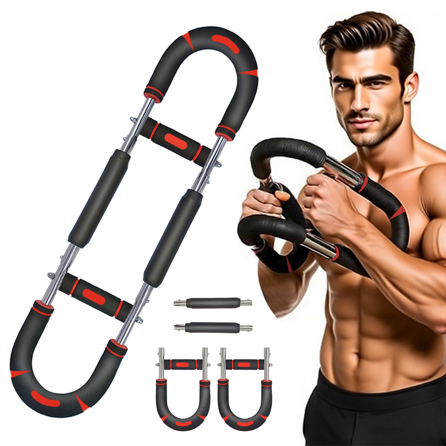 ROTAI 2025 Pro Arm Trainer for Men, Chest Workout Equipment, Twister Arm Trainer, Portable Detachable 3 Resistance Levels Compact Arm Workout Equipment for Home & Gym(Red)