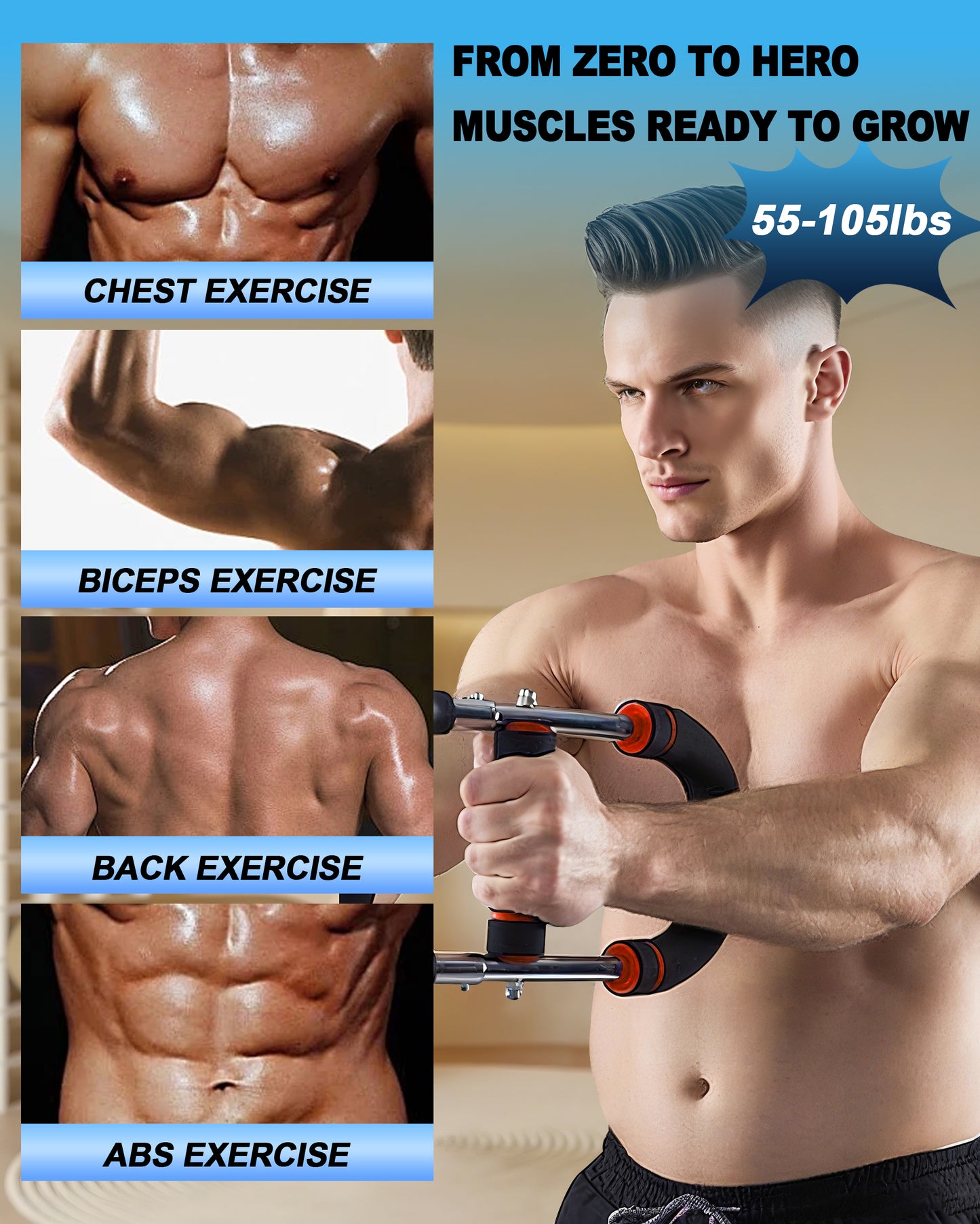 ROTAI 2025 Pro Arm Trainer for Men, Chest Workout Equipment, Twister Arm Trainer, Portable Detachable 3 Resistance Levels Compact Arm Workout Equipment for Home & Gym(Red)