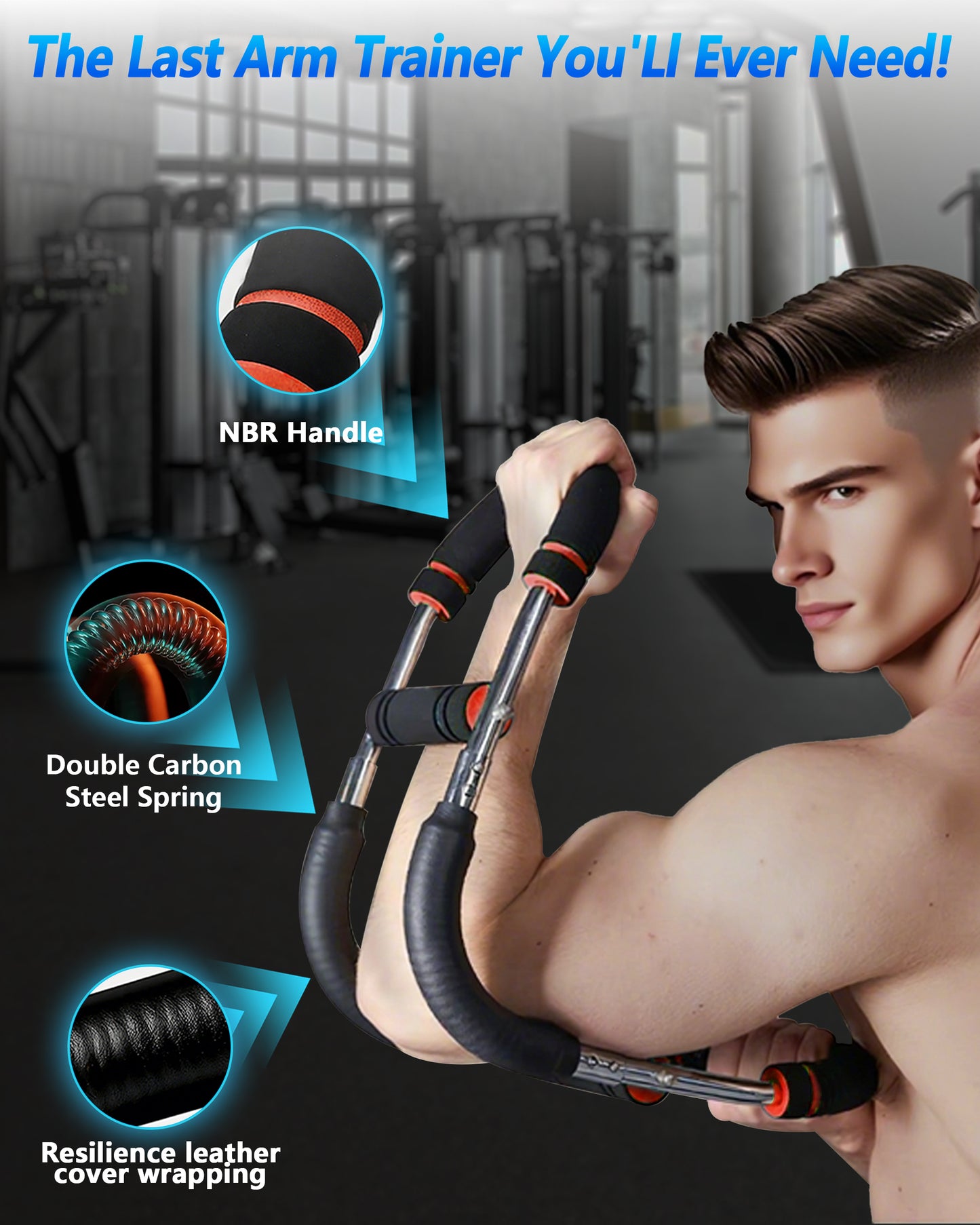 ROTAI 2025 Pro Arm Trainer for Men, Chest Workout Equipment, Twister Arm Trainer, Portable Detachable 3 Resistance Levels Compact Arm Workout Equipment for Home & Gym(Red)